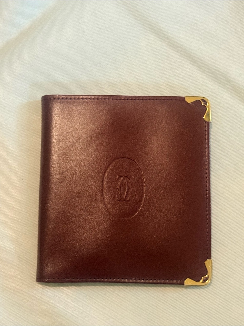 Cartier Brown Leather Wallet with Gold Corner Accents